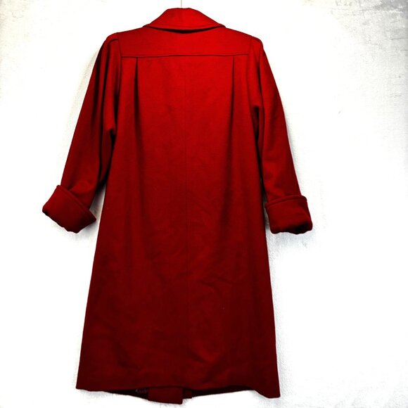 Vintage 90s Jofeld Double Breasted Red Wool Coat Womens XL Paisley Long Relaxed - Picture 2 of 16